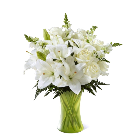 Μπουκέτο με λευκά τριαντάφυλλα και oriental