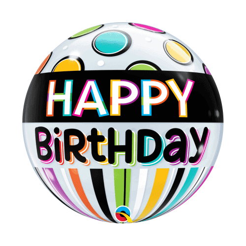 Happy Birthday balloon colourful black