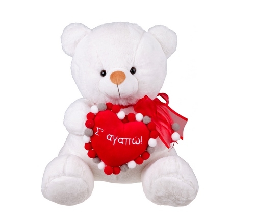 White teddy bear with a red heart 