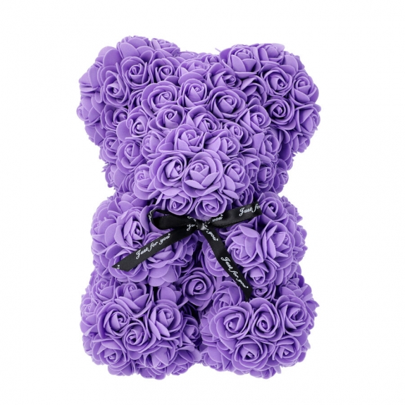 Short teddy bear in purple