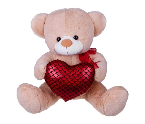 Brown big teddy bear with a heart of mermaid 