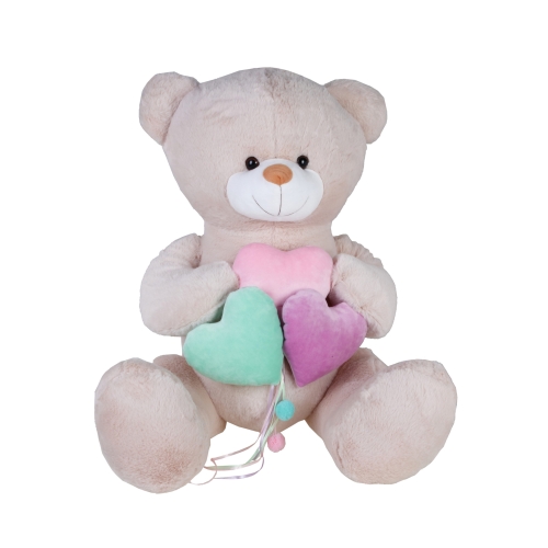 Lilac teddy bear with hearts 70cm