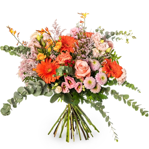 Bouquet in orange and pink shades