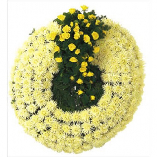 Funeral wreath with arrangement