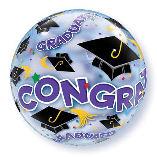 Μπαλόνι Bubble 22'' με ήλιον - Μονό Congrats Graduate