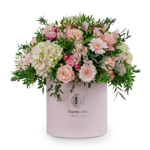 Κουτί με λουλούδια σε ροζ αποχρώσεις