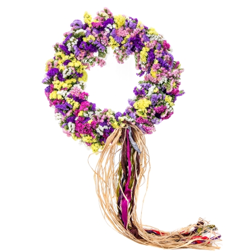 First of may wreath with colourful amaranthus