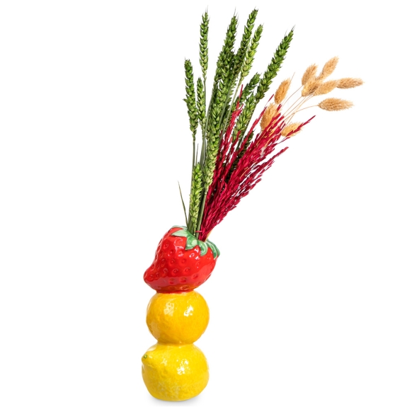 Dried cereals in vase of fruits