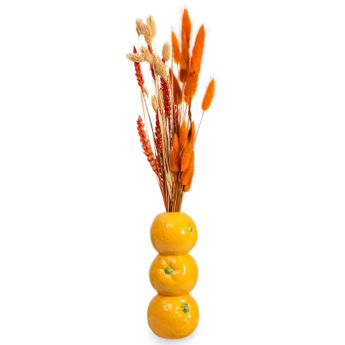 Orange vase with orange cereals