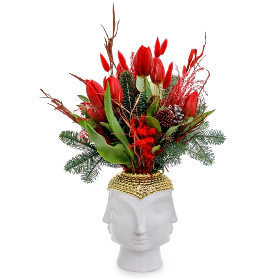 Τουλίπες σε χριστουγεννιάτικη σύνθεση