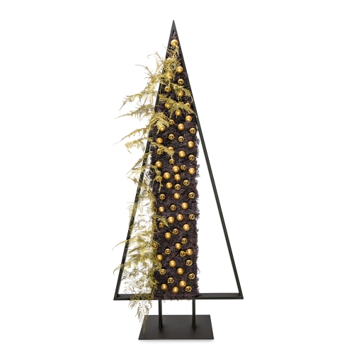 Minimal 2D Χριστουγεννιάτικο δέντρο με χρυσές μπάλες