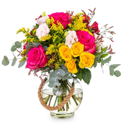Colourful bouquet in a vase
