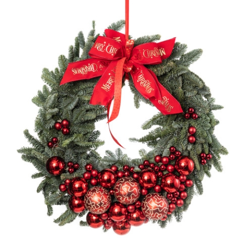 Christmas wreath with red balls 60cm