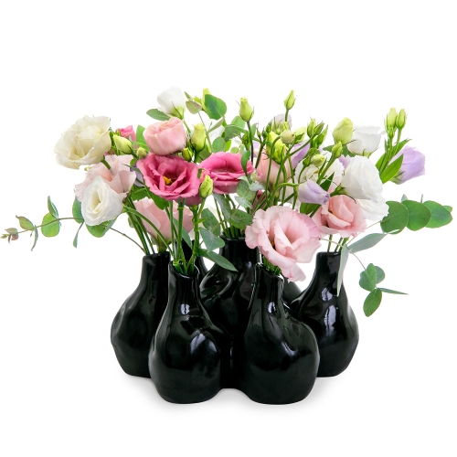 Τouching vases with colorful lisianthus