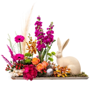 Easter garden with bunny