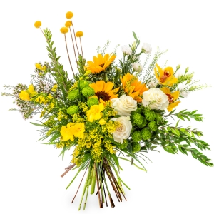 Bouquet of sunflowers, chrysanthemums and lisianthus