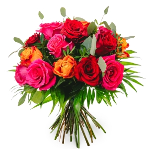 Μπουκέτο με διάφορα χρώματα τριαντάφυλλα