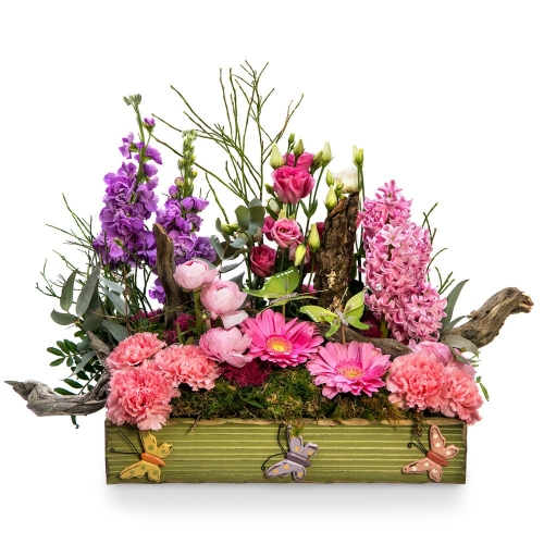 Spring garden in pink shades
