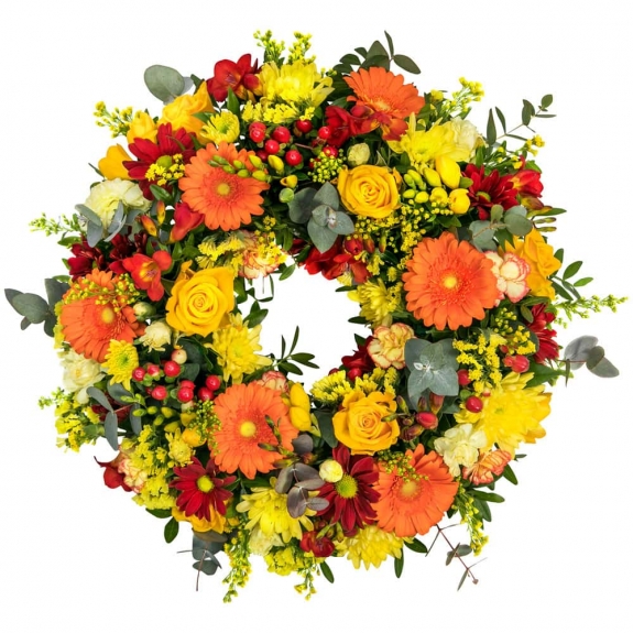 The first of may wreath in orange shades