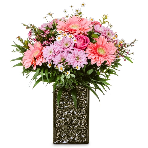 Pink bouquet in a vintage vase