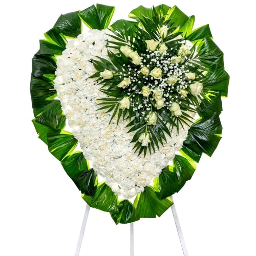 Carnation heart and arrangement on three legs