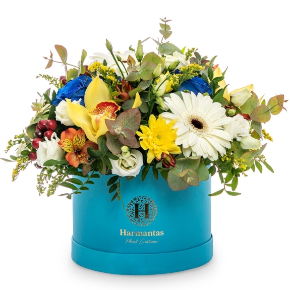 Beautiful arrangement in a box for a boy