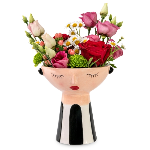 Ροζ λουλούδια σε γαλήνιο προσωπάκι