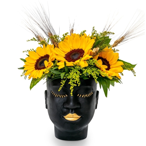 Sunflowers in black face