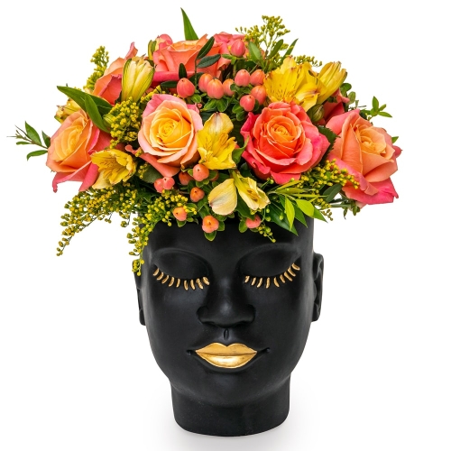 Orange bouquet in black face