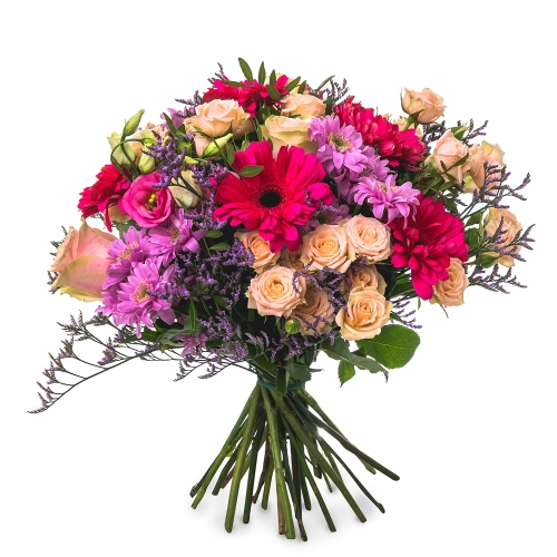 Βouquet with fuchia-pink flowers