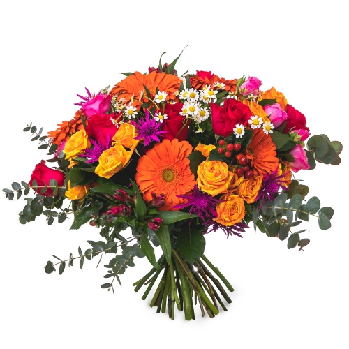 Βouquet with orange-pink flowers