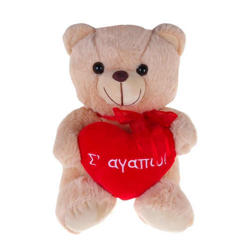Brown teddy bear with a red heart 