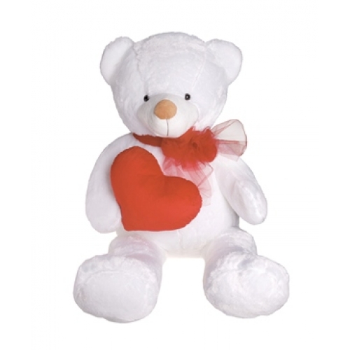 White big teddy bear with red heart