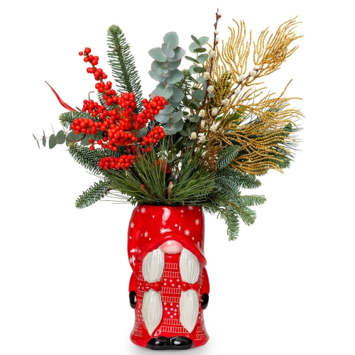 Santa Claus vase with ilex and gold details